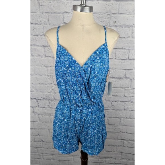 Be Bop Juniors Romper Turquoise Blue Size XL Sleeveless Adjustable Straps - Picture 1 of 4
